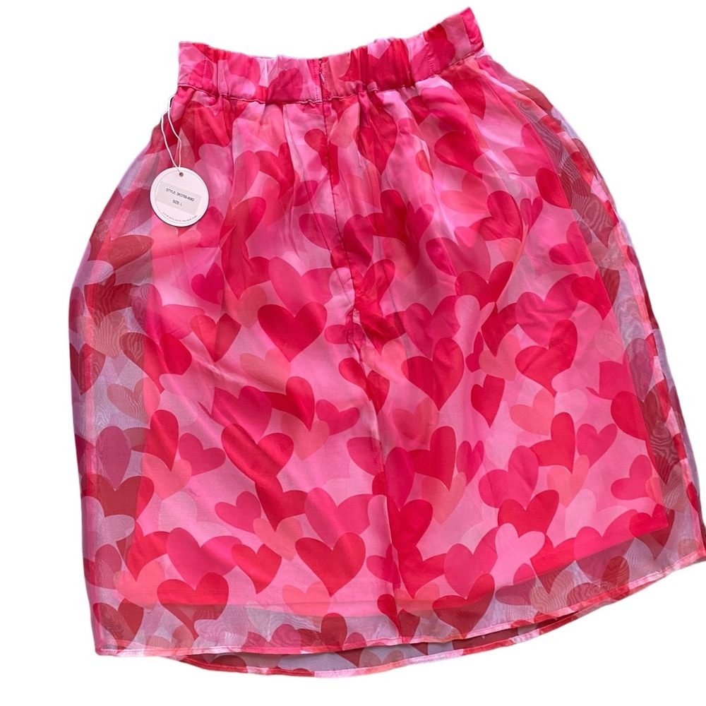 Her Destiny Red & Pink Hearts Sheer‎ Women’s Skirt Size L - Picture 3 of 10